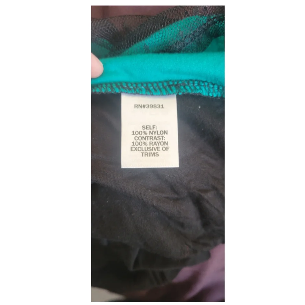 Jolt Teal Racerback Tank with Black Lace Overlay Sz Lg - Picture 2 of 4